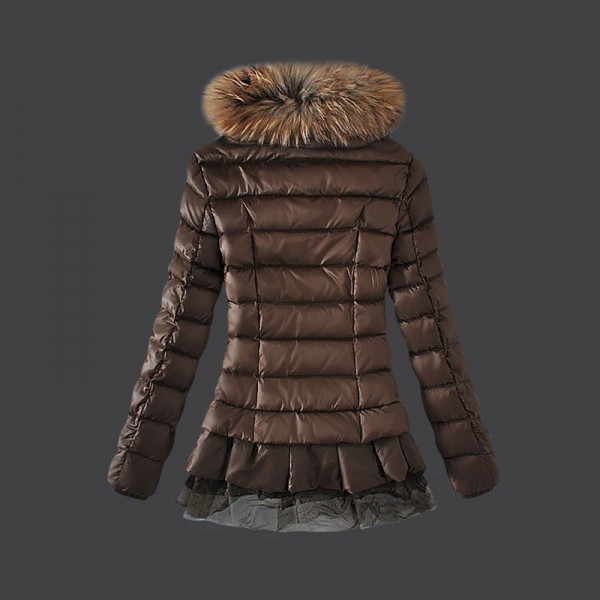 Moncler lungo Giù cappotto Gonna Hem marrone uscita M1090